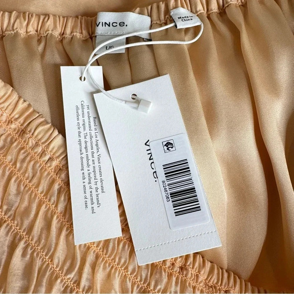 Vince Smocked Waist Gathered Maxi Skirt Peach Size L NWT - Picture 8 of 12